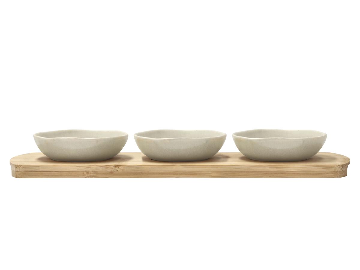 Bambusbakke med 3 skåle Shoku 32x10 cm Soft Beige